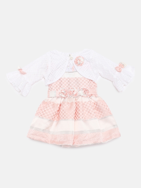 

Little Kangaroos Girls Peach-Coloured Printed A-Line Dress