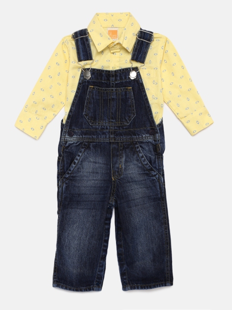 

Little Kangaroos Boys Blue & Yellow Printed Shirt with Trousers