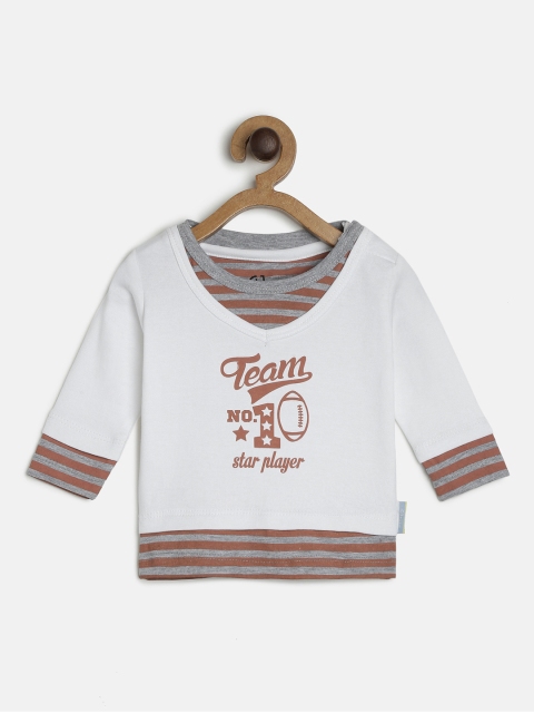 

Gini and Jony Infant Boys White Printed Round Neck T-shirt