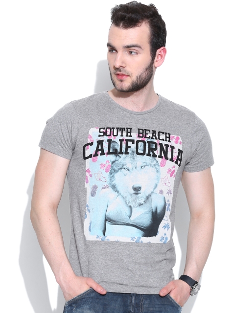 

Jack & Jones Grey Melange Printed T-shirt