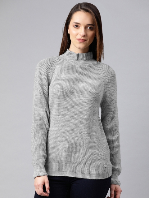 

French Connection Women Grey Self Design Pullover Sweater