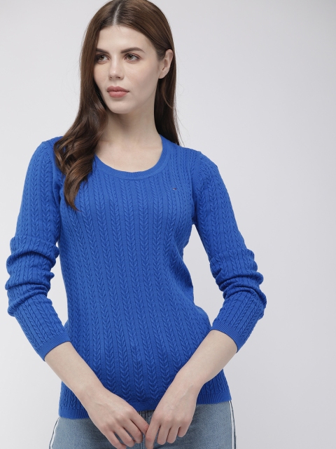 

Tommy Hilfiger Women Blue Self Design Sweater