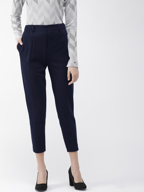 

Tommy Hilfiger Women Navy Blue Regular Fit Solid Trousers