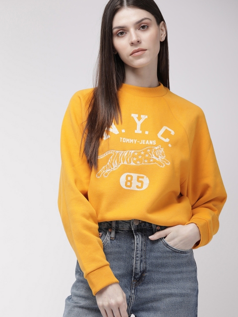 

Tommy Hilfiger Women Mustard Yellow Printed Sweatshirt