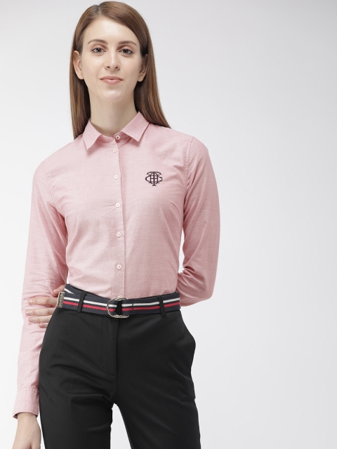 

Tommy Hilfiger Women Pink Fitted Solid Casual Shirt
