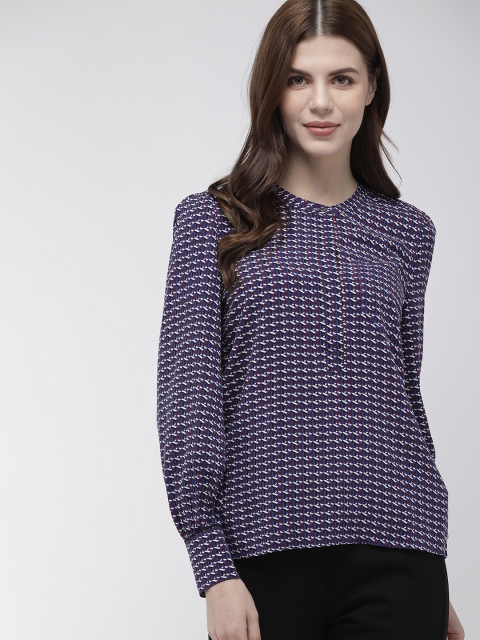 

Tommy Hilfiger Women Blue & Maroon Printed Top
