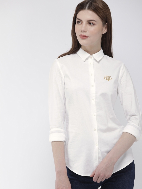 

Tommy Hilfiger Women White Skinny Fit Solid Casual Shirt