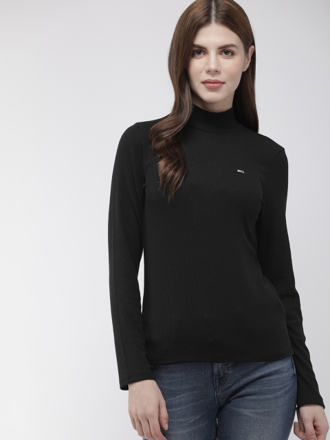 

Tommy Hilfiger Women Black Solid Turtle Neck T-shirt
