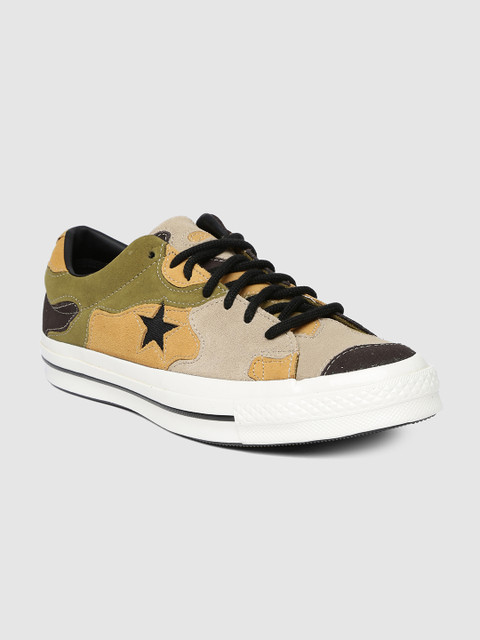 

Converse Hoop Hunter One Star - Camo Shell - No Eyerow Beige & Green Colourblocked Suede Sneakers