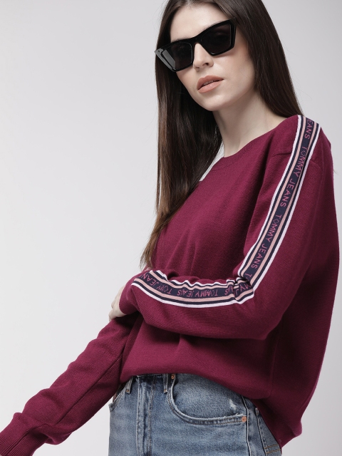 

Tommy Hilfiger Women Maroon Solid Sweater