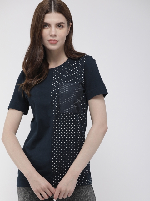 

Tommy Hilfiger Women Navy Blue & White Printed Round Neck T-shirt