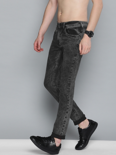 

HERE&NOW Men Black Slim Fit Mid-Rise Clean Look Stretchable Jeans