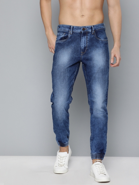 

HERE&NOW Men Blue Mid-Rise Clean Look Stretchable Jogger Jeans