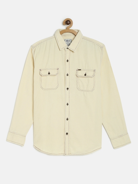 

Gini and Jony Boys Cream Coloured Regular Fit Solid Casual Shirt