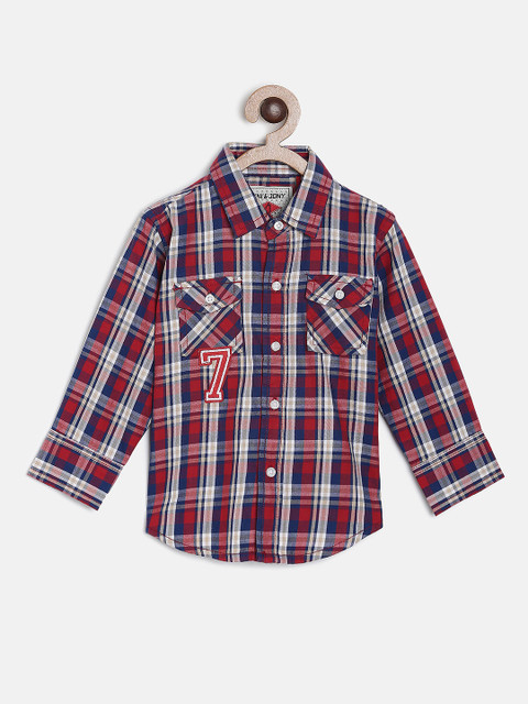 

Gini and Jony Boys Red & Blue Regular Fit Checked Casual Shirt