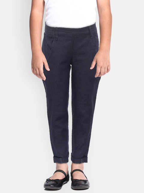 

Gini and Jony Girls Navy Blue Regular Fit Solid Regular Trousers