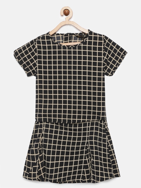 

Gini and Jony Girls Black & Beige Checked Top with Skirt
