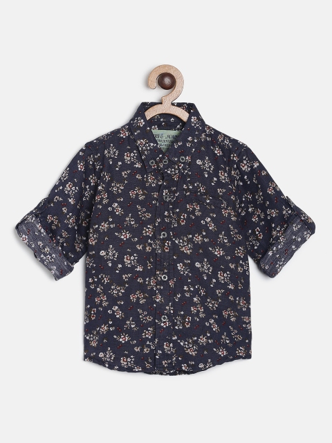 

Gini and Jony Boys Navy Blue Regular Fit Printed Casual Shirt