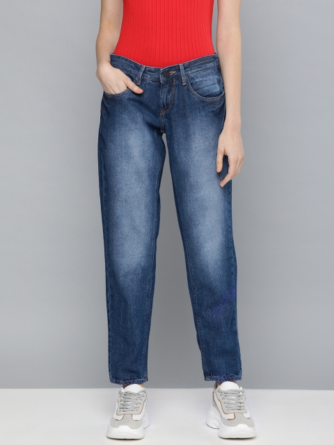 

HERE&NOW Women Blue Boyfriend Fit Mid-Rise Clean Look Jeans