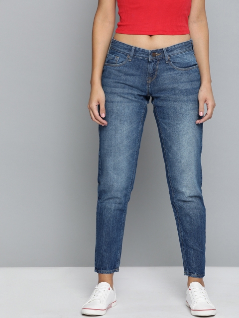 

HERE&NOW Women Blue Boyfriend Fit Mid-Rise Clean Look Jeans