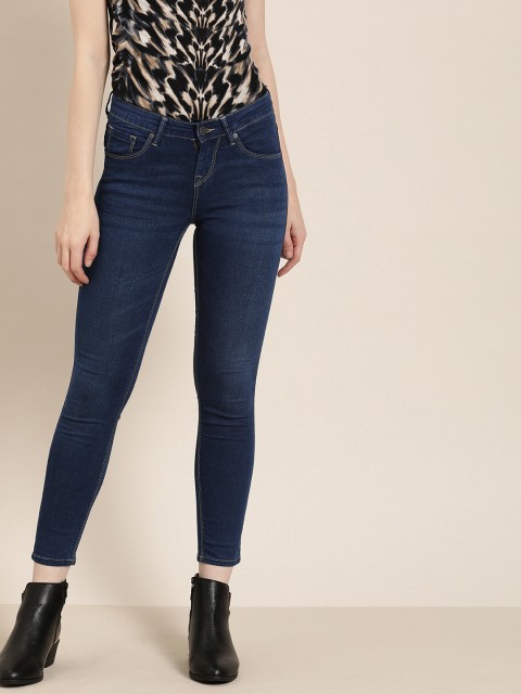 

Moda Rapido Women Blue Ankle Skinny Fit Mid-Rise Clean Look Stretchable Cropped Jeans