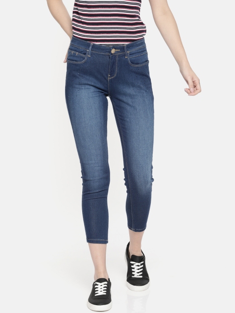 

Jealous 21 Women Blue Skinny Fit Mid-Rise Cropped Hottie-Ankle Embellished Jeans