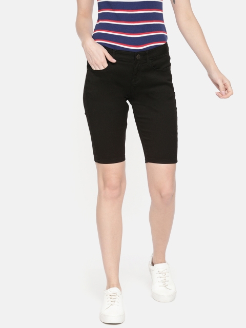 

Jealous 21 Women Black Solid Skinny Fit Denim Shorts