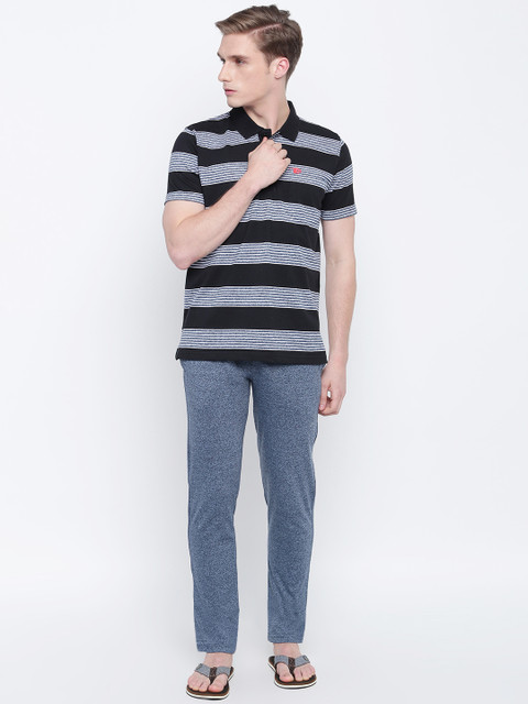 

Sweet Dreams Men Black & Blue Striped Night Suit