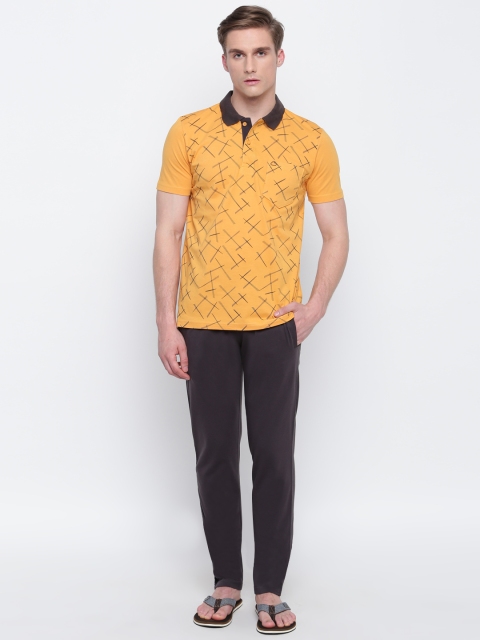 

Sweet Dreams Men Mustard Yellow & Charcoal Grey Printed Night Suit