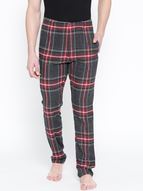 

Sweet Dreams Men Charcoal Grey & Red Checked Lounge Pants