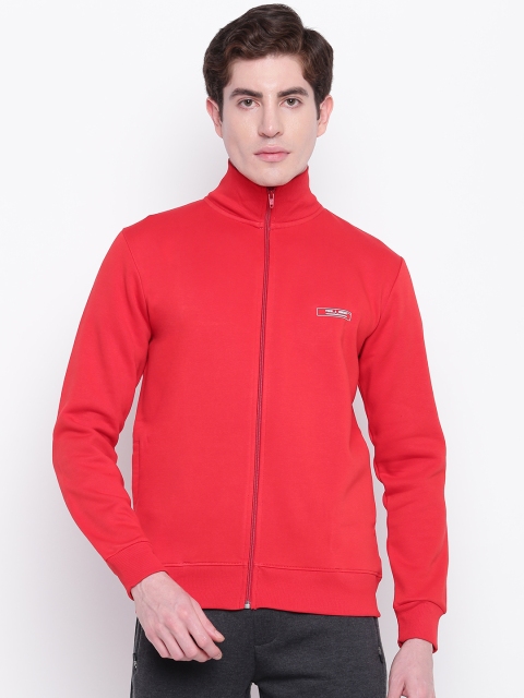 Men Red Solid Sweatshirt