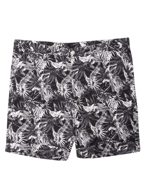 

Jack & Jones Men Black Tropical Print Regular Shorts