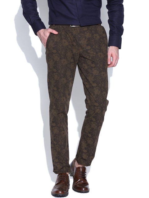 

Jack & Jones Brown Printed Casual Trousers