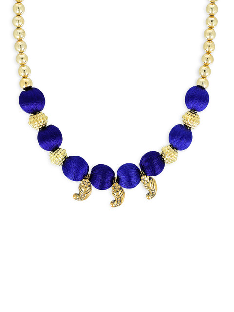 

AKSHARA Girls Blue & Gold-Toned Synthetic Handcrafted Necklace