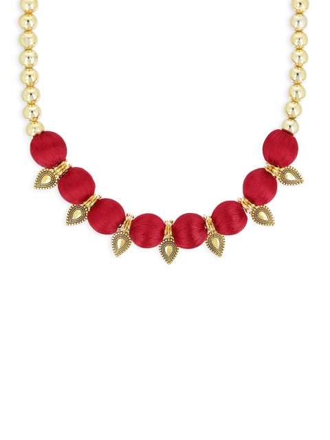 

AKSHARA Girls Red & Gold-Toned Synthetic Handcrafted Necklace