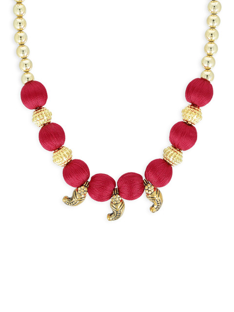 

AKSHARA Girls Gold-Toned & Red Synthetic Handcrafted Necklace