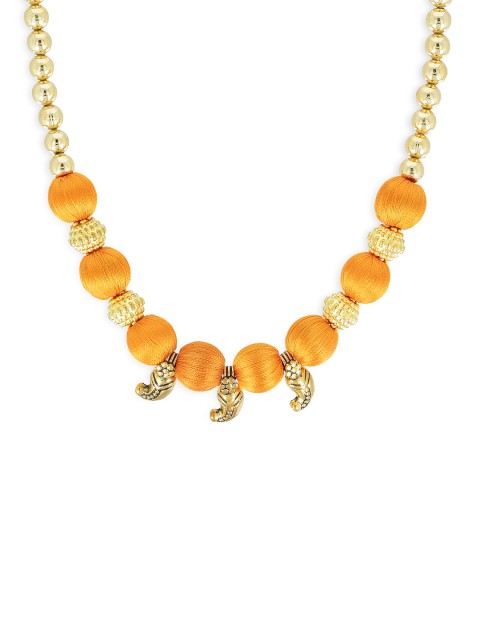 

AKSHARA Girls Gold-Toned & Yellow Synthetic Handcrafted Necklace