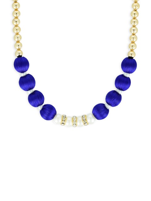 

AKSHARA Girls Blue & Gold-Toned Synthetic Handcrafted Necklace