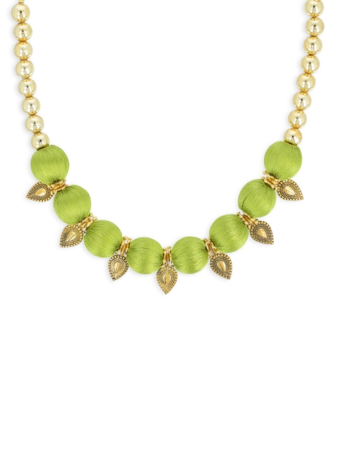 

AKSHARA Girls Gold-Toned & Green Synthetic Handcrafted Necklace