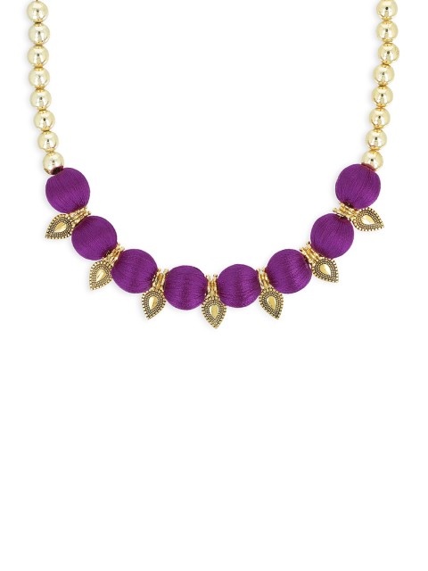 

AKSHARA Girls Gold-Toned & Purple Synthetic Handcrafted Necklace