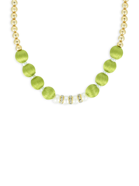 

AKSHARA Girls Gold-Toned & Green Synthetic Handcrafted Necklace