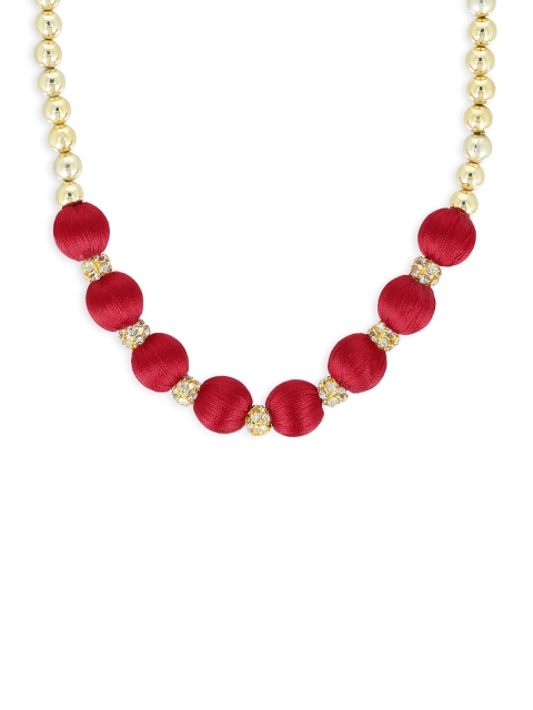 

AKSHARA Girls Gold-Toned & Red Synthetic Handcrafted Necklace