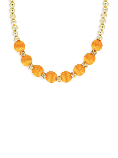 

AKSHARA Girls Gold-Toned & Yellow Synthetic Handcrafted Necklace