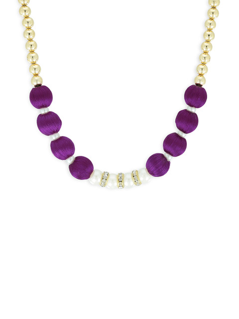 

AKSHARA Girls Gold-Toned & Purple Synthetic Handcrafted Necklace