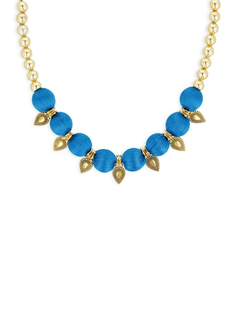 

AKSHARA Girls Gold-Toned & Blue Synthetic Handcrafted Necklace