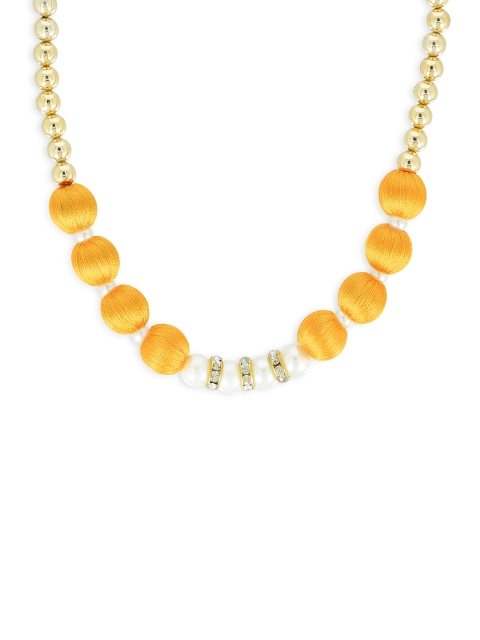 

AKSHARA Girls Gold-Toned & Yellow Synthetic Handcrafted Necklace