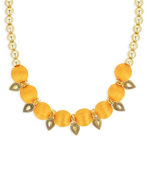 

AKSHARA Girls Gold-Toned & Yellow Synthetic Handcrafted Necklace