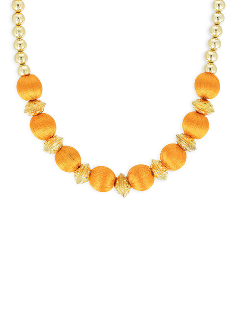 

AKSHARA Girls Gold-Toned & Yellow Synthetic Handcrafted Necklace