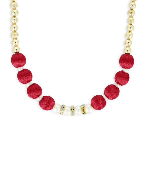 

AKSHARA Girls Red Synthetic Handcrafted Necklace, Gold