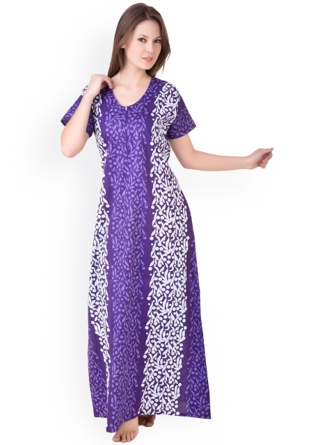 

Masha Purple Printed Maxi Nightdress NT3-168
